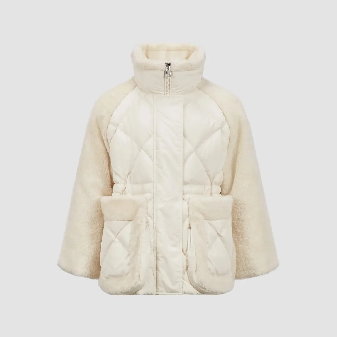 【110-160cm】写真映えバッチリ ガーリ ふわふわ シンプル 切り替え ダウンジャケット