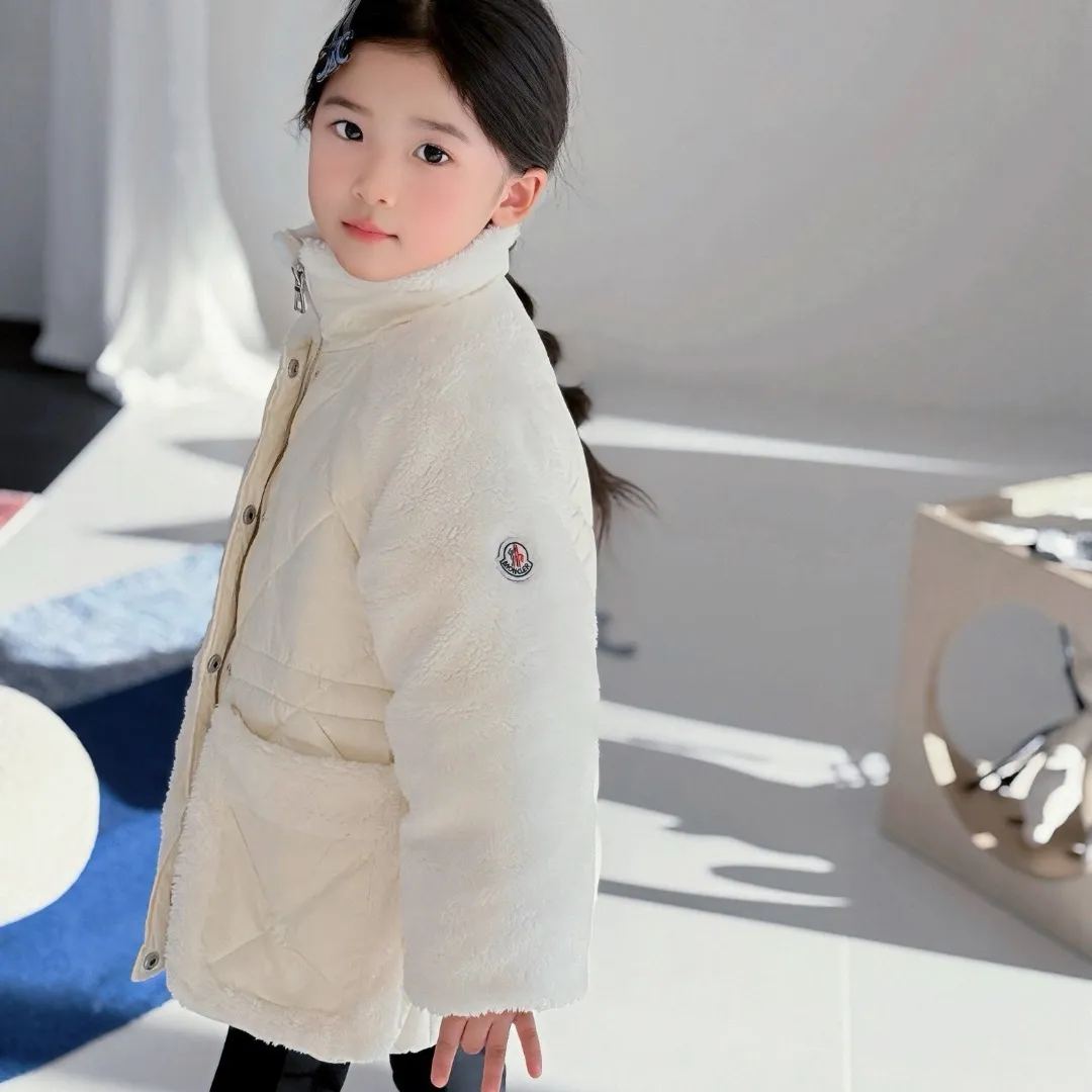 【110-160cm】写真映えバッチリ ガーリ ふわふわ シンプル 切り替え ダウンジャケット