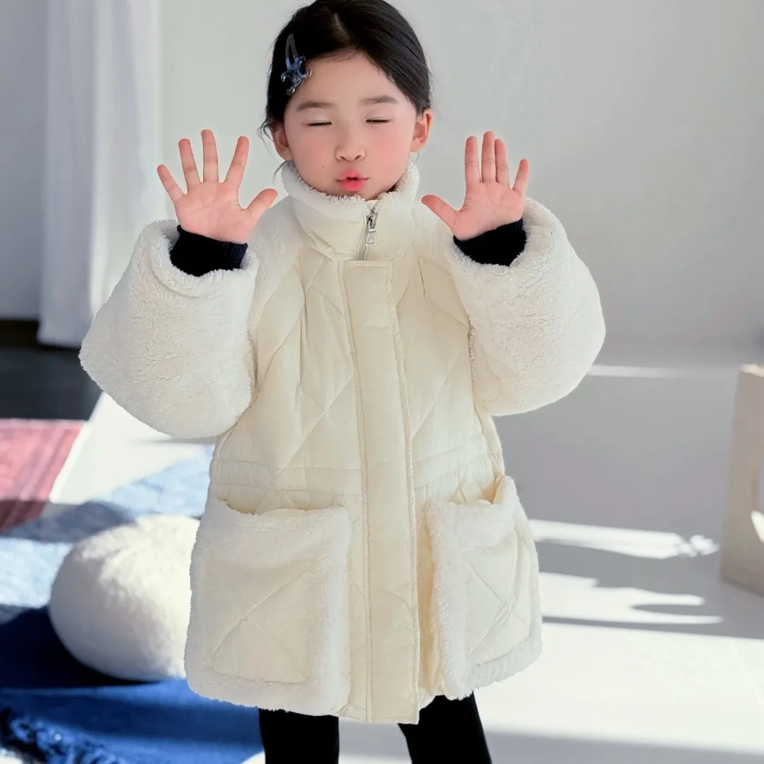 【110-160cm】写真映えバッチリ ガーリ ふわふわ シンプル 切り替え ダウンジャケット