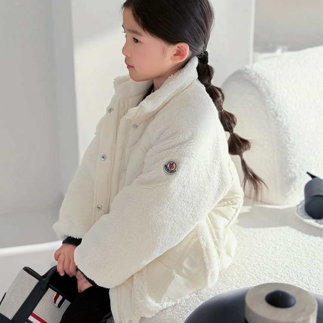 【110-160cm】写真映えバッチリ ガーリ ふわふわ シンプル 切り替え ダウンジャケット