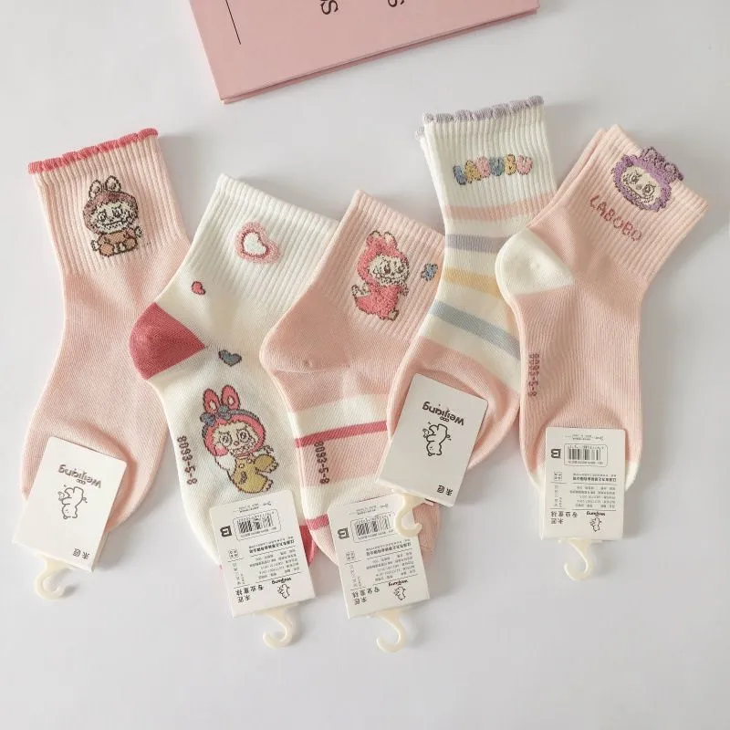 【5足セット】大人気 ミドル丈 女の子 可愛い カートゥーン 靴下 コットンソックス