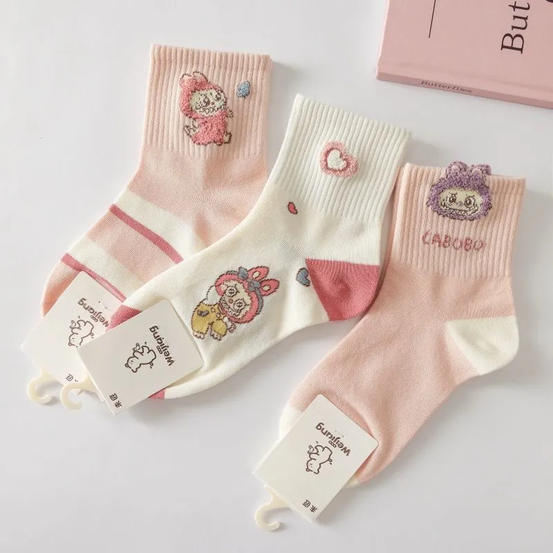 【5足セット】大人気 ミドル丈 女の子 可愛い カートゥーン 靴下 コットンソックス