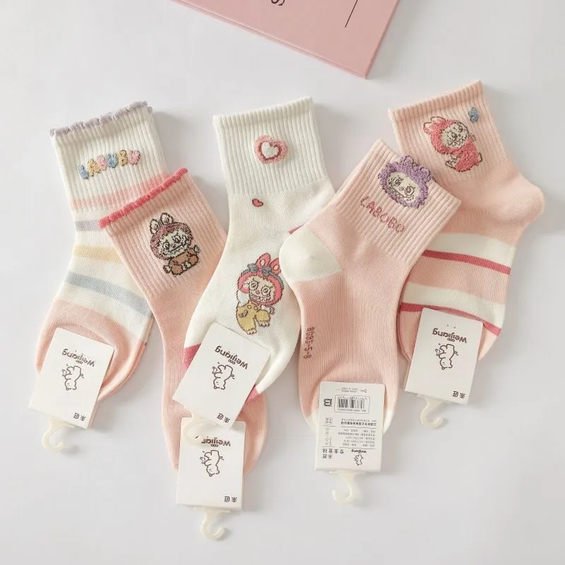【5足セット】大人気 ミドル丈 女の子 可愛い カートゥーン 靴下 コットンソックス