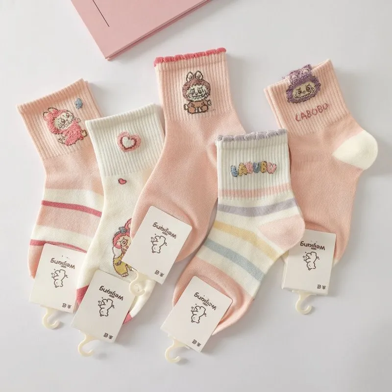 【5足セット】大人気 ミドル丈 女の子 可愛い カートゥーン 靴下 コットンソックス