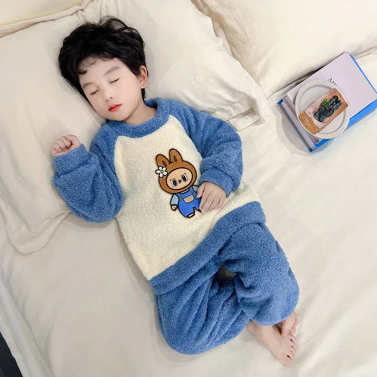 【90-140cm】絶対欲しい！可愛い あったか カートゥーン ルームウェア セット