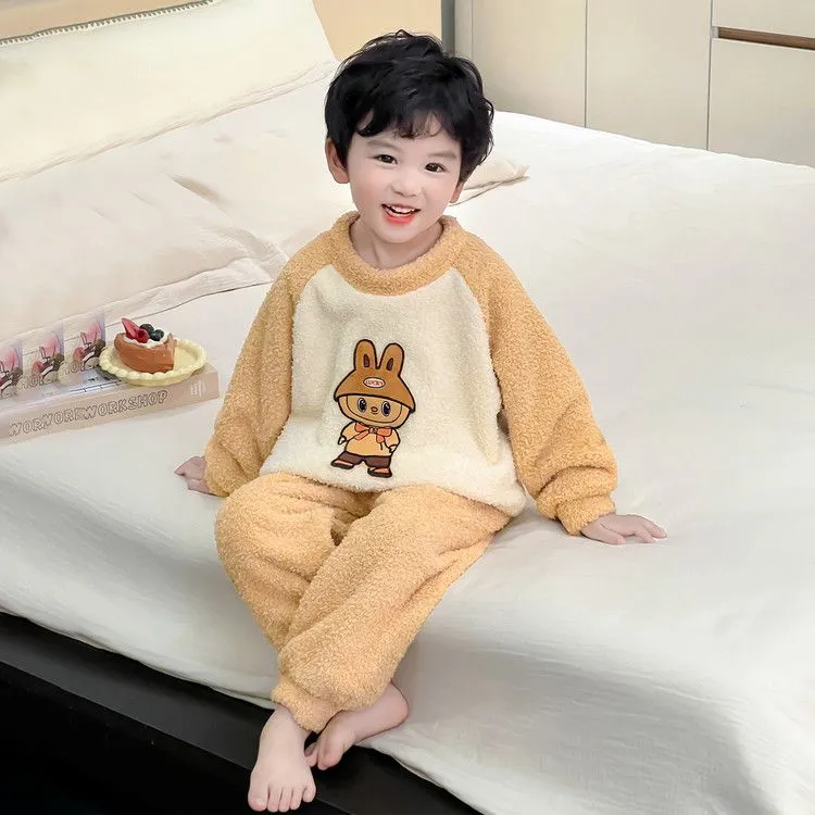 【90-140cm】絶対欲しい！可愛い あったか カートゥーン ルームウェア セット
