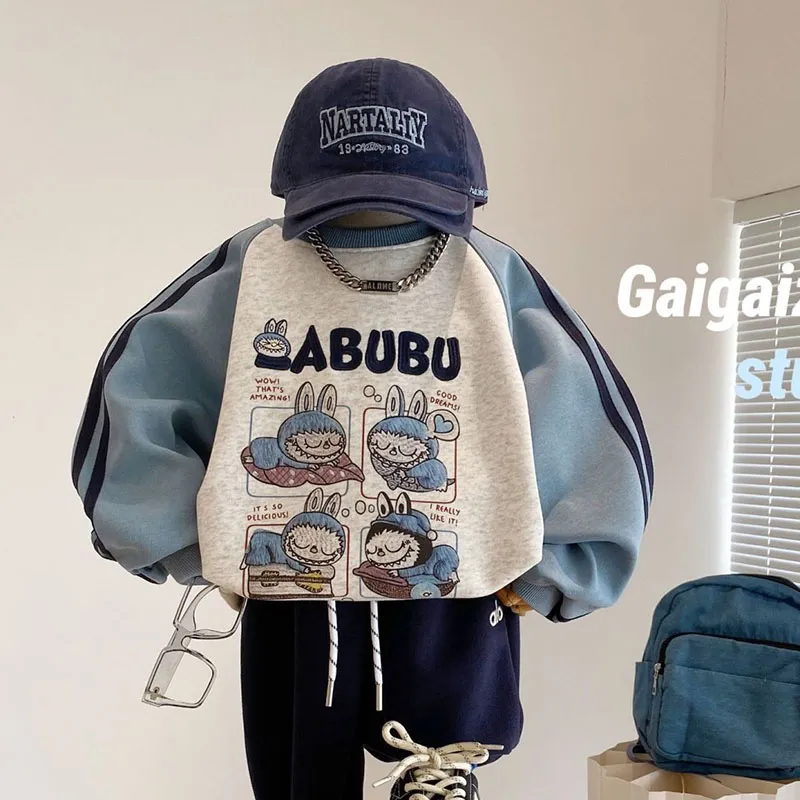 【80-160cm】絶対欲しい！カジュアル 可愛い カートゥーン バイカラー トレーナー