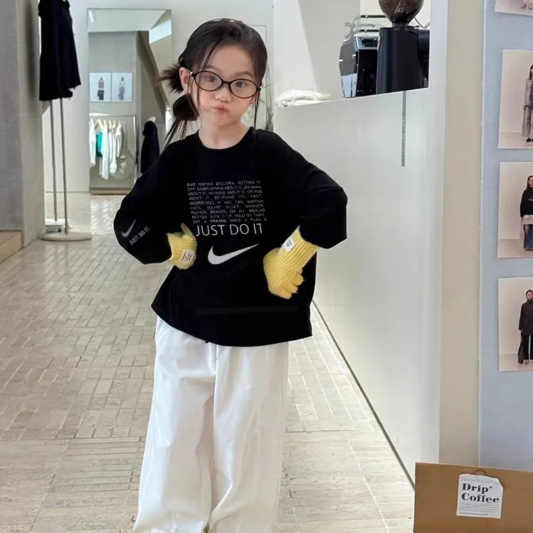 【90-160cm】お気に入り 好感度UP カジュアル フィット感 トレンド  女の子 長袖 Ｔシャツ