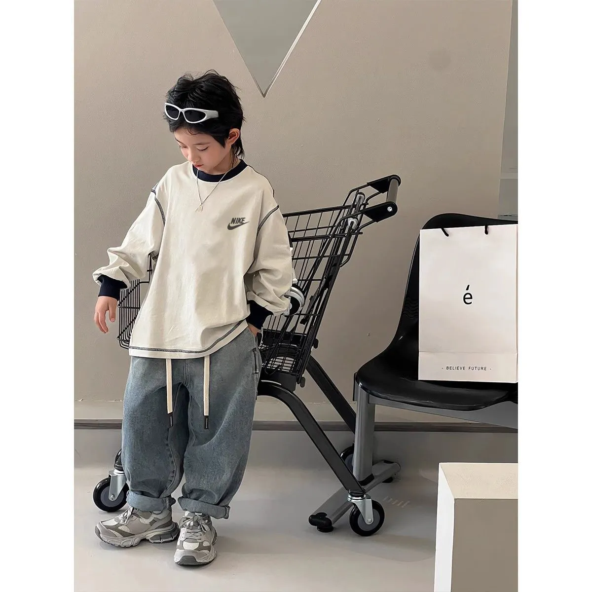 【110-170cm】着回し力抜群 大人気 新作 トレンド  ストリート 男の子 長袖 Ｔシャツ