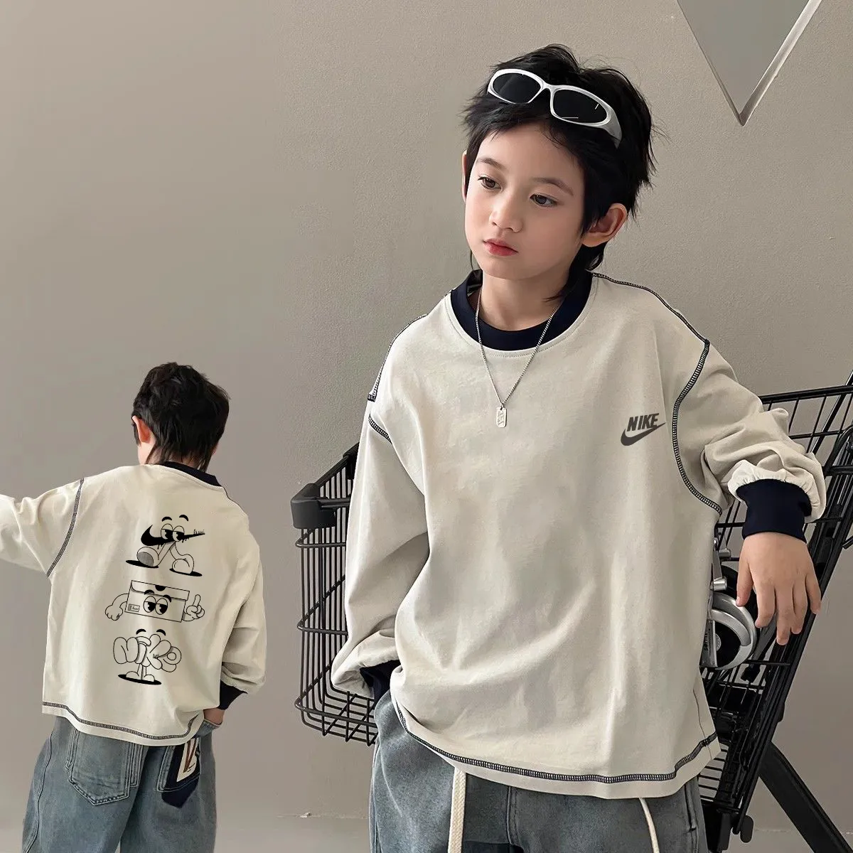 【110-170cm】着回し力抜群 大人気 新作 トレンド  ストリート 男の子 長袖 Ｔシャツ