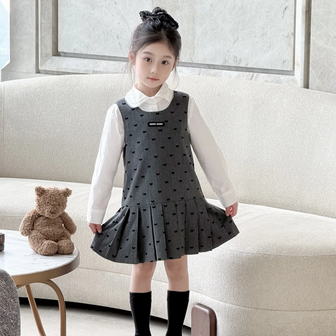 【110-160cm】デイリーにもお出かけにも おしゃれ ガーリー ドット柄 ワンピース