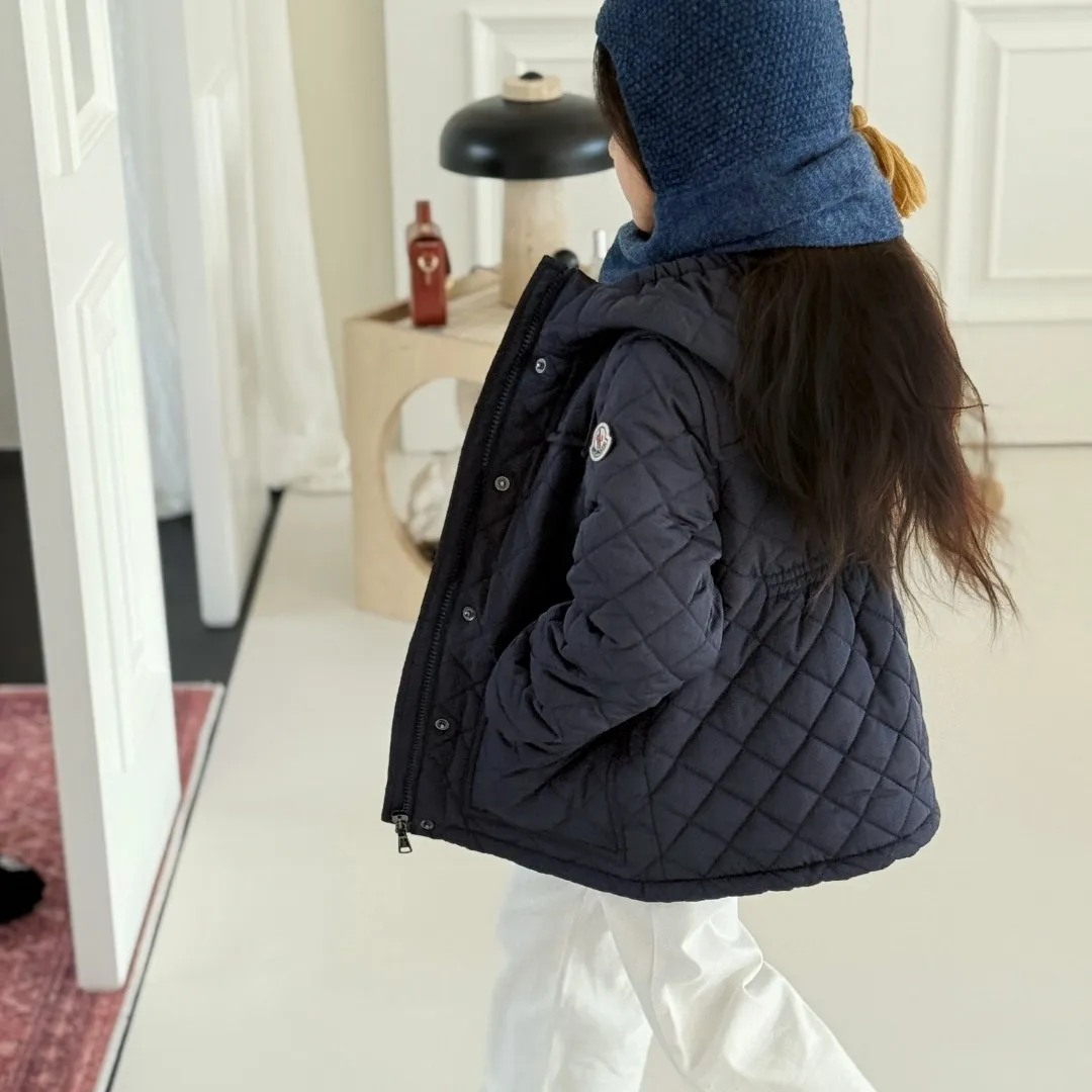 【110-160cm】通学やおでかけにもぴったり おしゃれ あったか フード付き キッズ ミドル丈 中綿コート