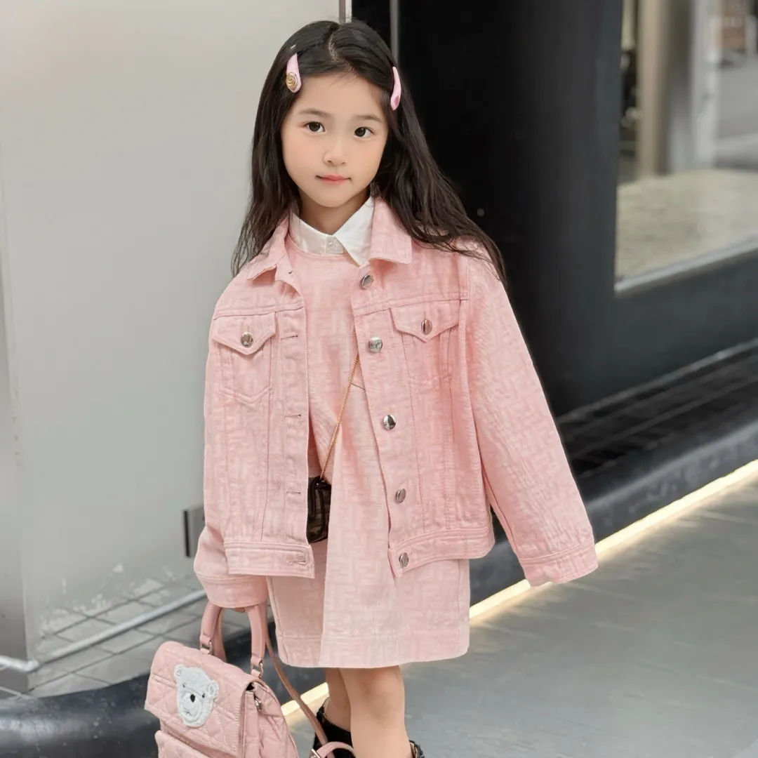 【100-150cm】お出かけにぴったり 品質満点 ガーリー デニムジャケット/ジャンパースカート