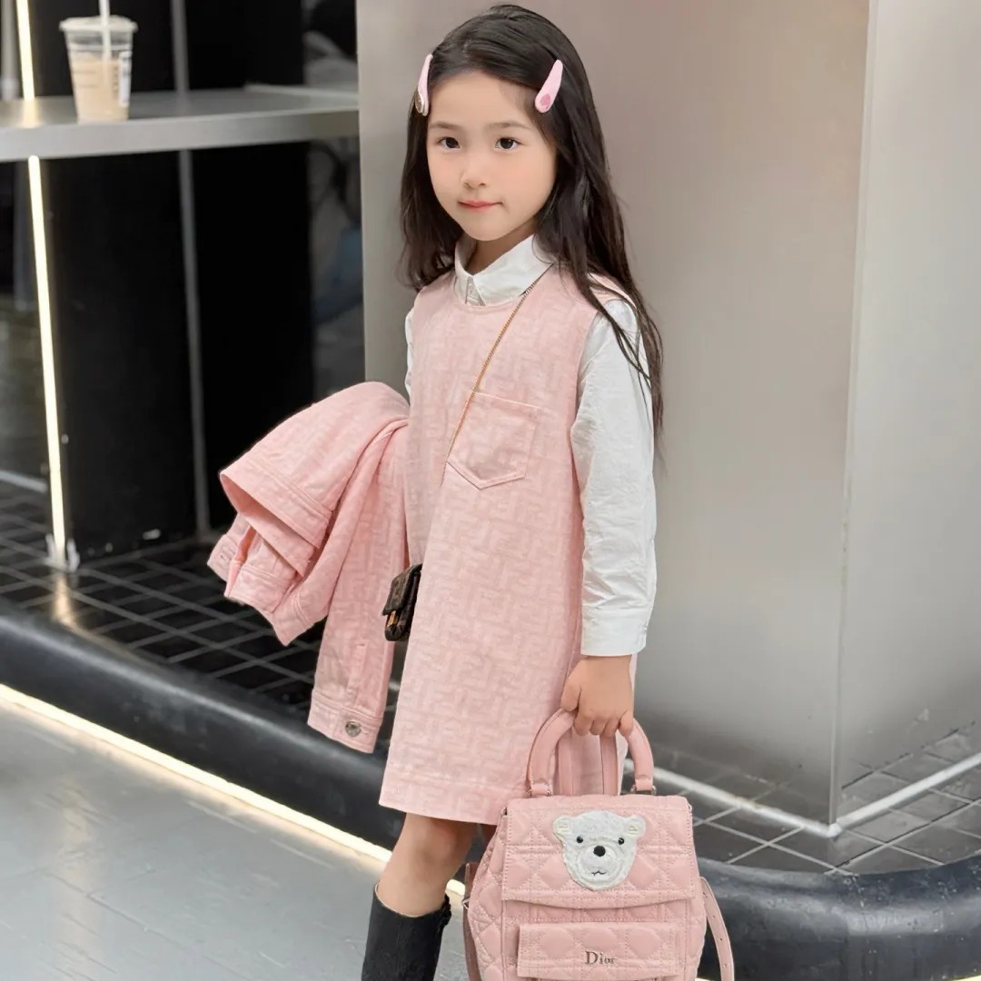 【100-150cm】お出かけにぴったり 品質満点 ガーリー デニムジャケット/ジャンパースカート