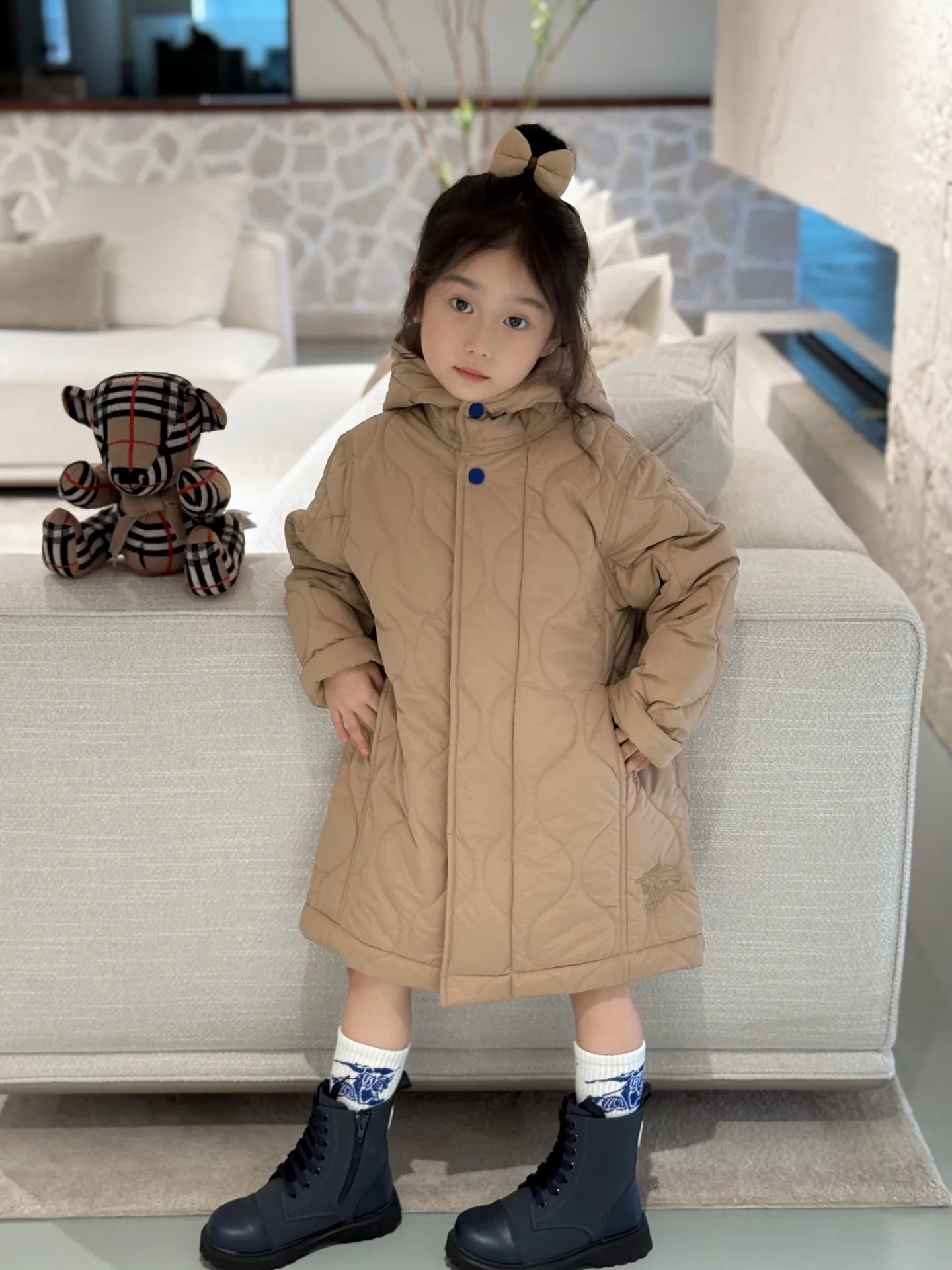 【110-170cm】お出かけにもぴったり 軽くてあたたかい フード付き 中綿ジャケット