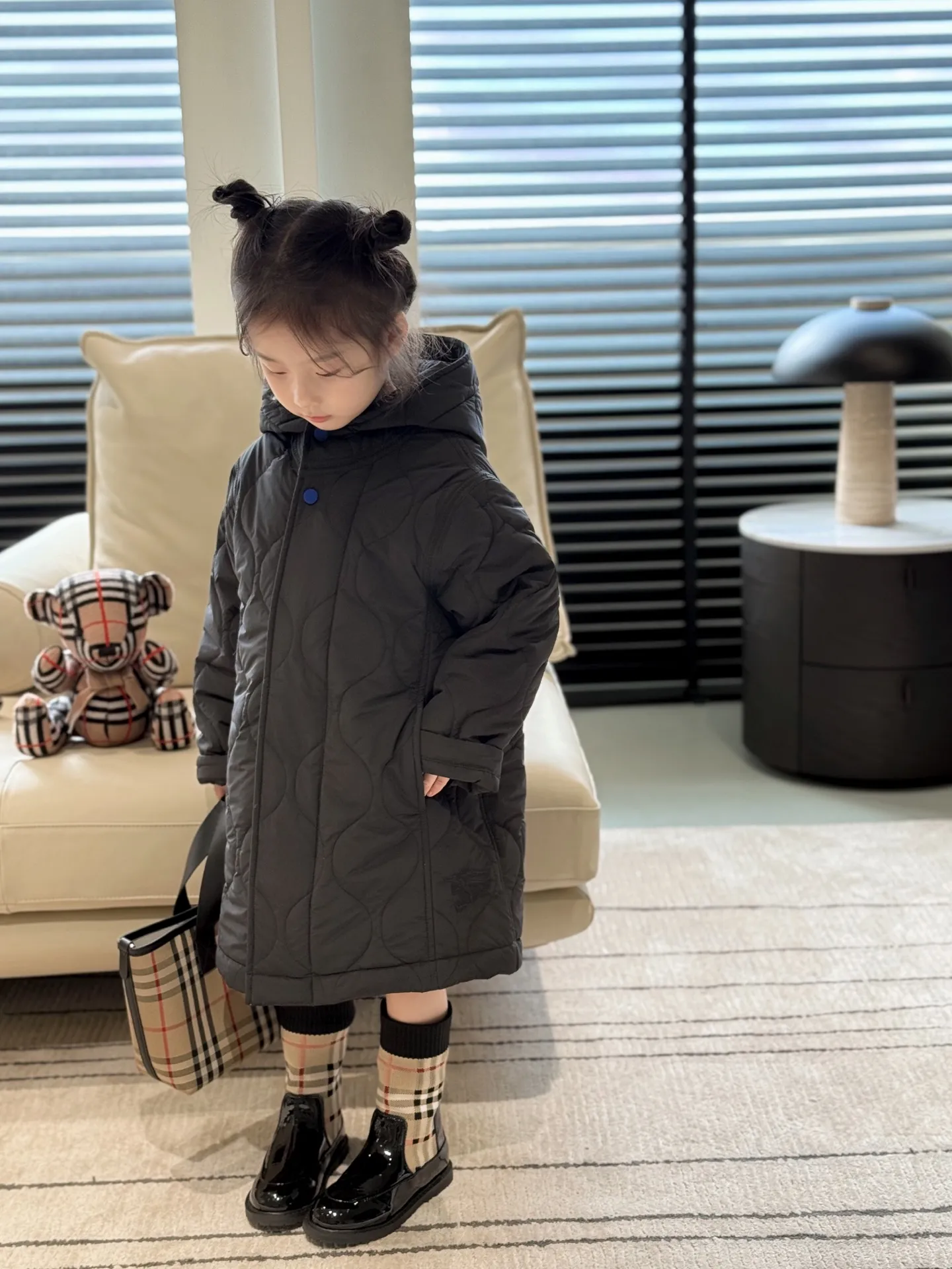 【110-170cm】お出かけにもぴったり 軽くてあたたかい フード付き 中綿ジャケット