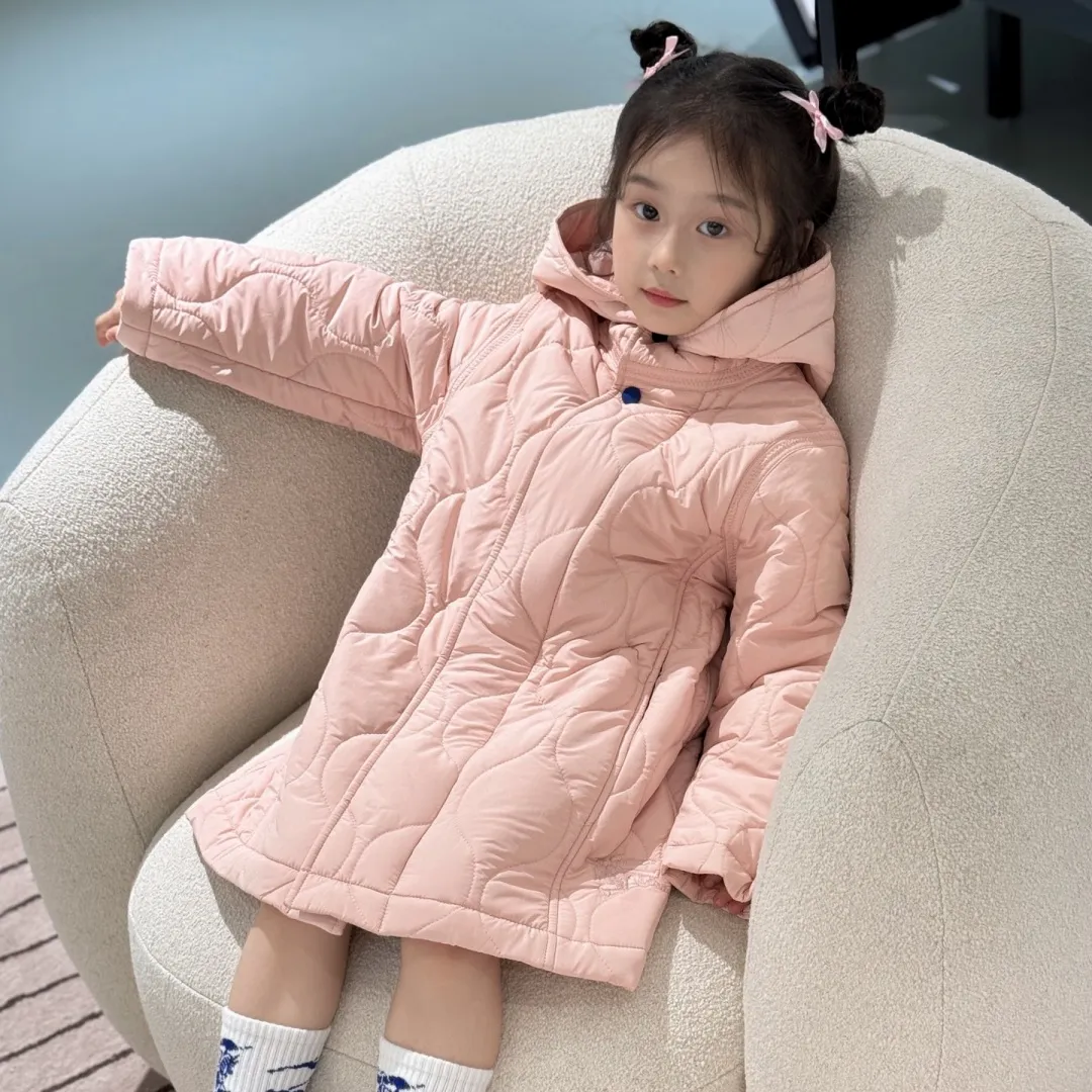 【110-170cm】お出かけにもぴったり 軽くてあたたかい フード付き 中綿ジャケット