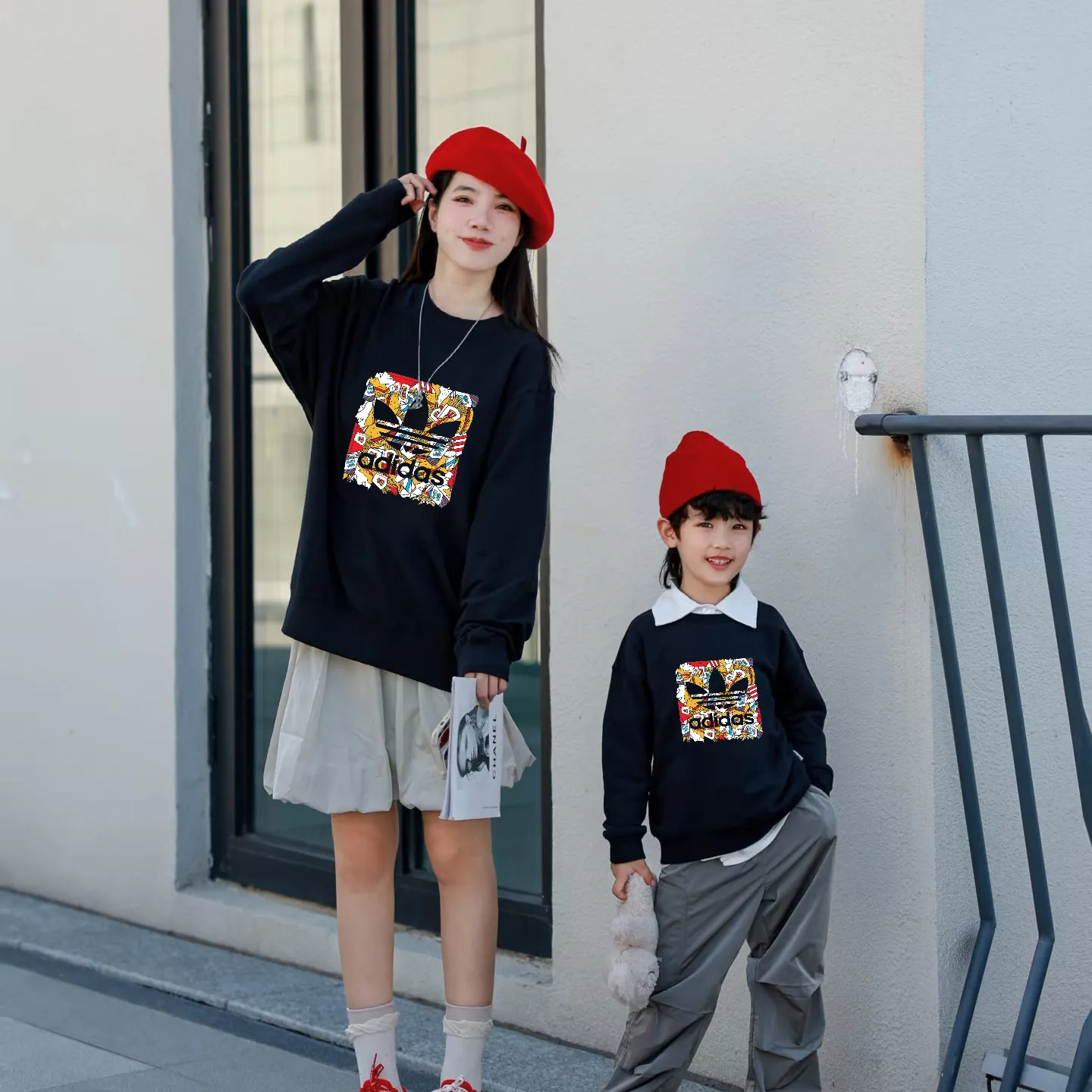 【90-160cm+親サイズ】トレンド感満点 カジュアル 柔らかい  毎日着たくなる 合わせやすい 親子ペア トレーナー