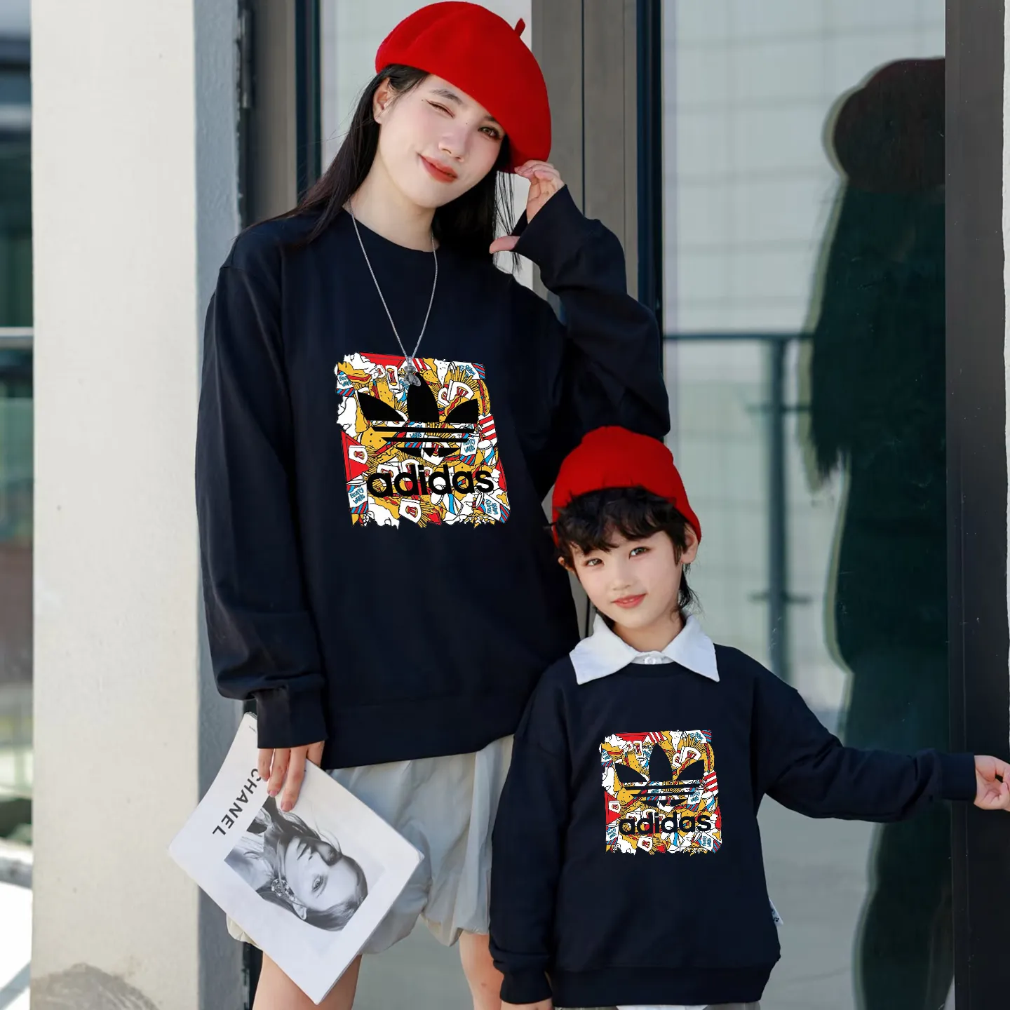 【90-160cm+親サイズ】トレンド感満点 カジュアル 柔らかい  毎日着たくなる 合わせやすい 親子ペア トレーナー