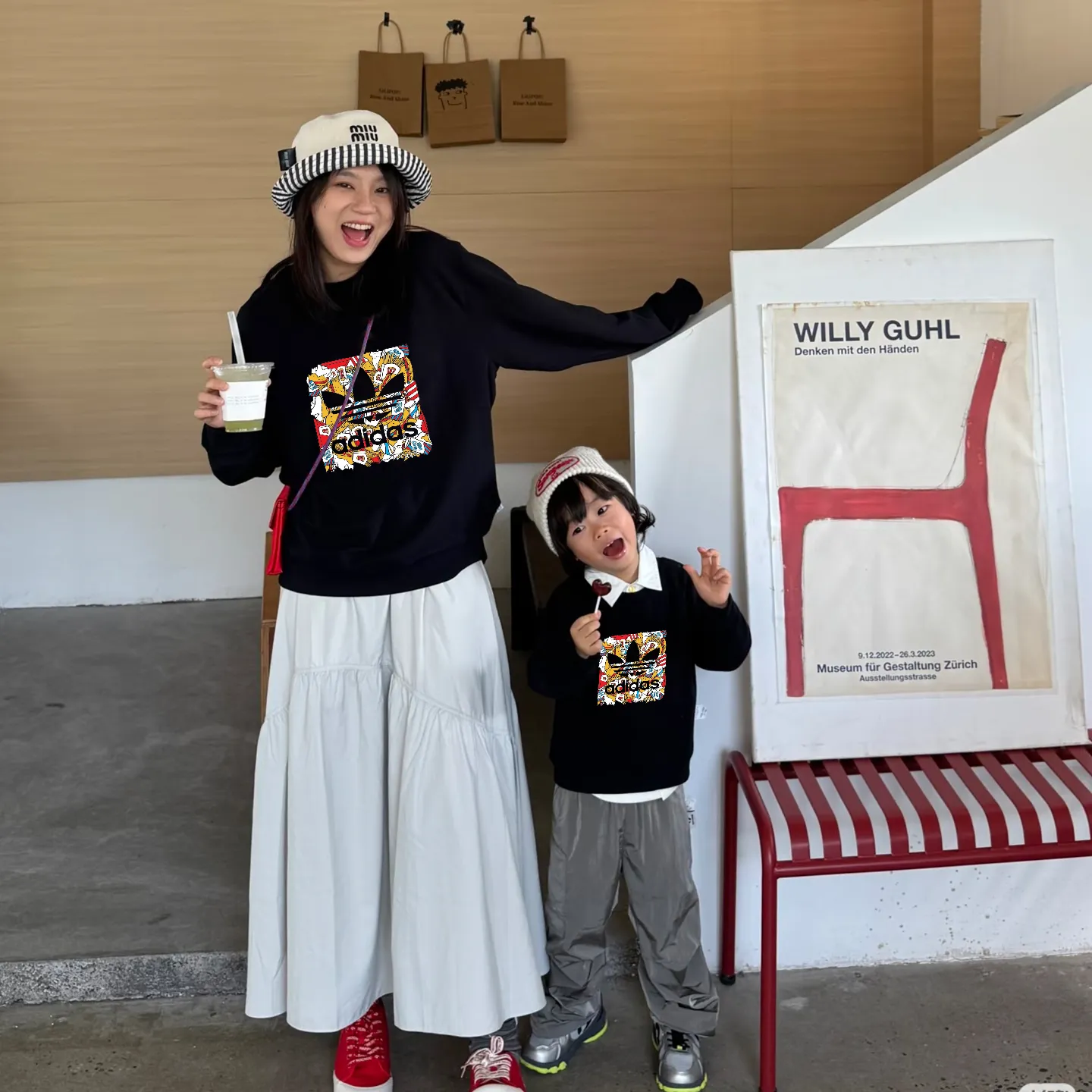 【90-160cm+親サイズ】トレンド感満点 カジュアル 柔らかい  毎日着たくなる 合わせやすい 親子ペア トレーナー