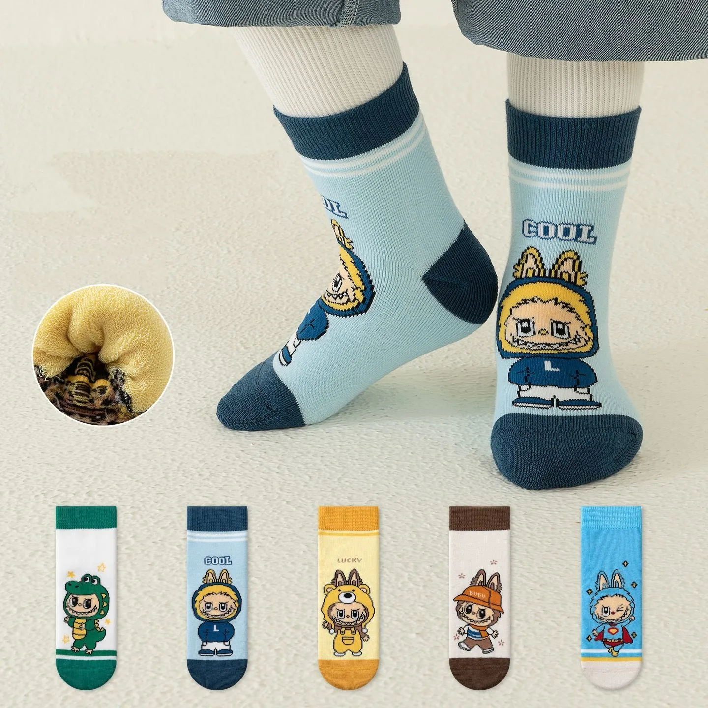 ５足セット 人気爆発中 可愛い キャラクター 厚手 あったか キッズ ソックス