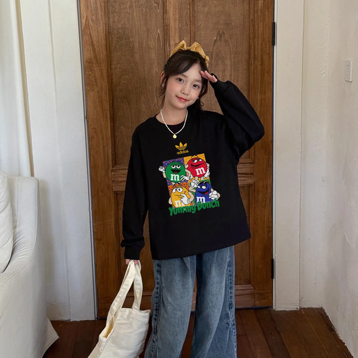 【110-170cm】おしゃれキッズ必見 今季大注目トレンド 女の子 長袖 Ｔシャツ