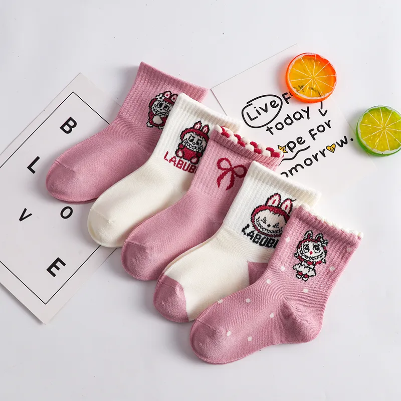 ５足セット デイリーにぴったり かわいさ満点 通気性抜群 キッズ ソックス