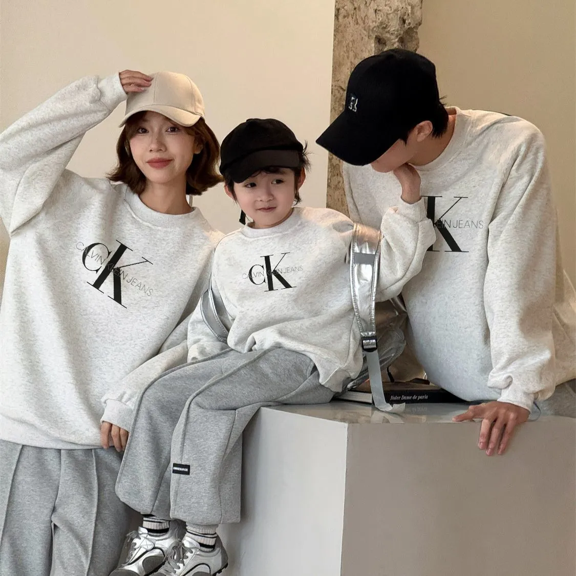 【90-160cm+親サイズ】コンフォート感抜群 大活躍 シンプル 合わせやすい 親子ペア トレーナー