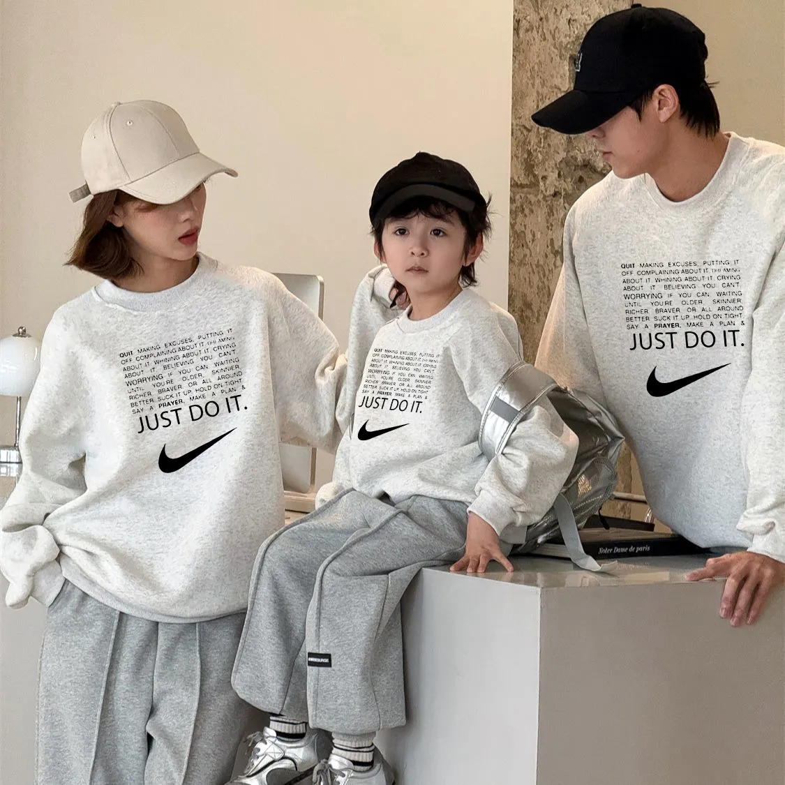 【90-160cm+親サイズ】目を奪われる 好感度UP カジュアル トレンド 親子ペア トレーナー