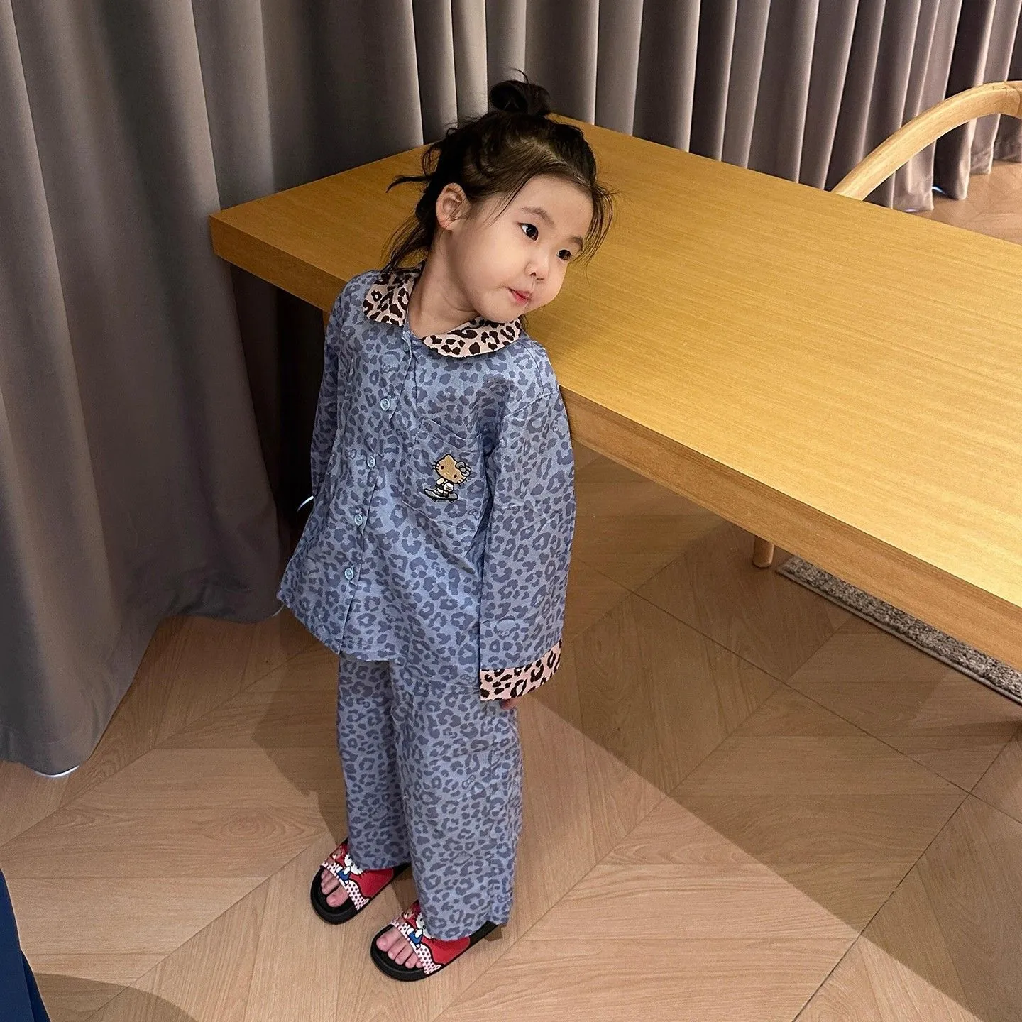 【90-150cm】SNS映えコーデに おしゃれ ヒョウ柄 肌触り良い 女の子 ルームウェア