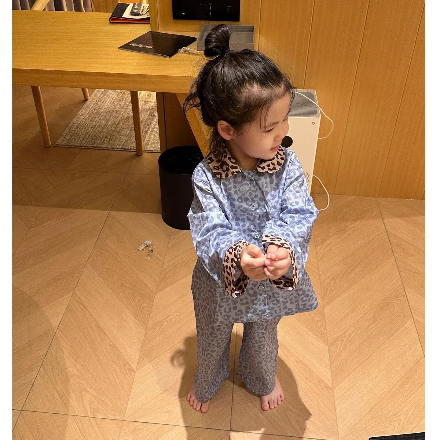 【90-150cm】SNS映えコーデに おしゃれ ヒョウ柄 肌触り良い 女の子 ルームウェア