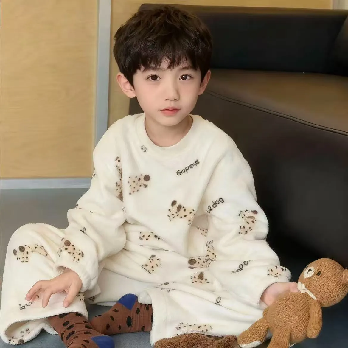 【80-170cm】見逃し厳禁 大人気 犬柄 ガーリー ふわふわ あったか ルームウェア