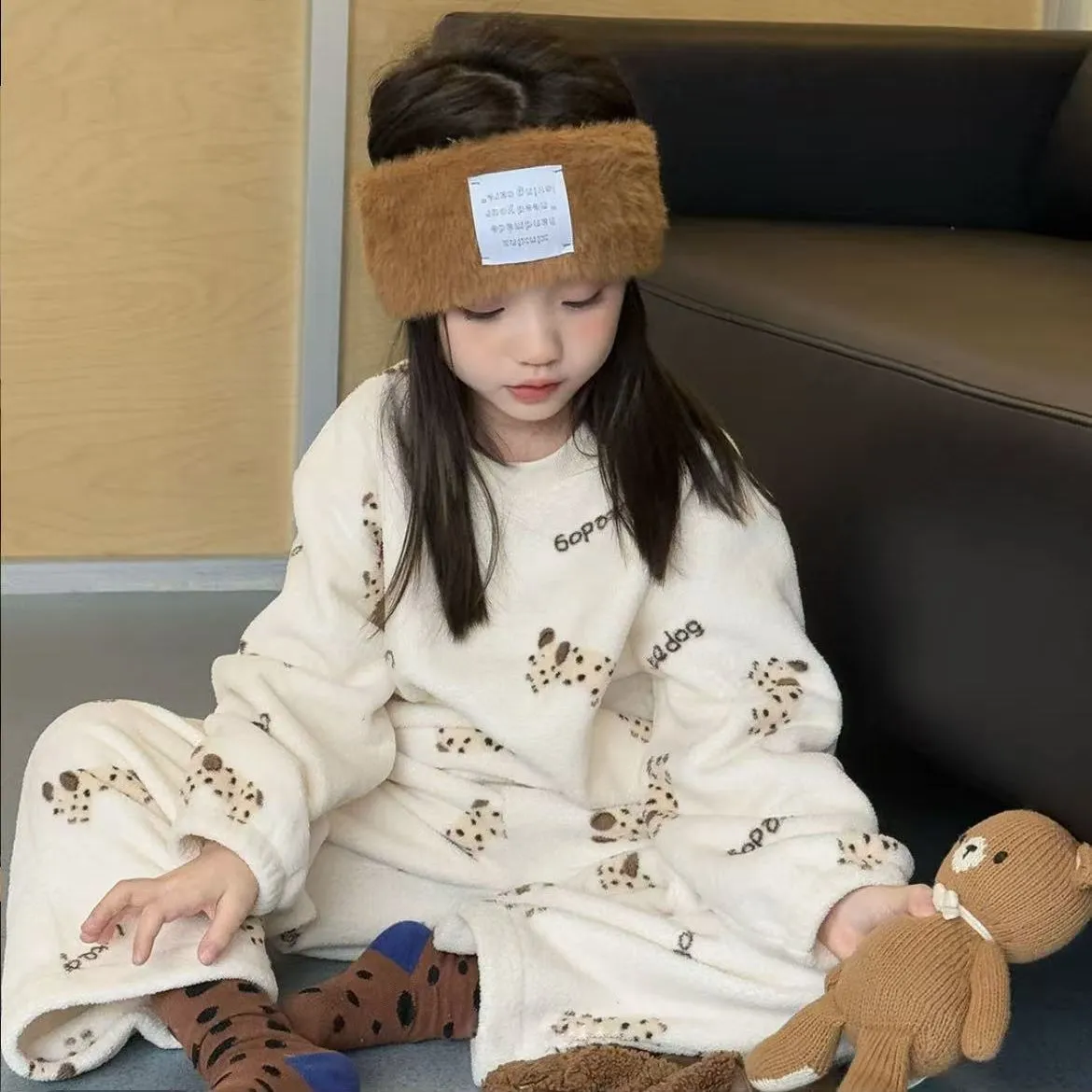 【80-170cm】見逃し厳禁 大人気 犬柄 ガーリー ふわふわ あったか ルームウェア