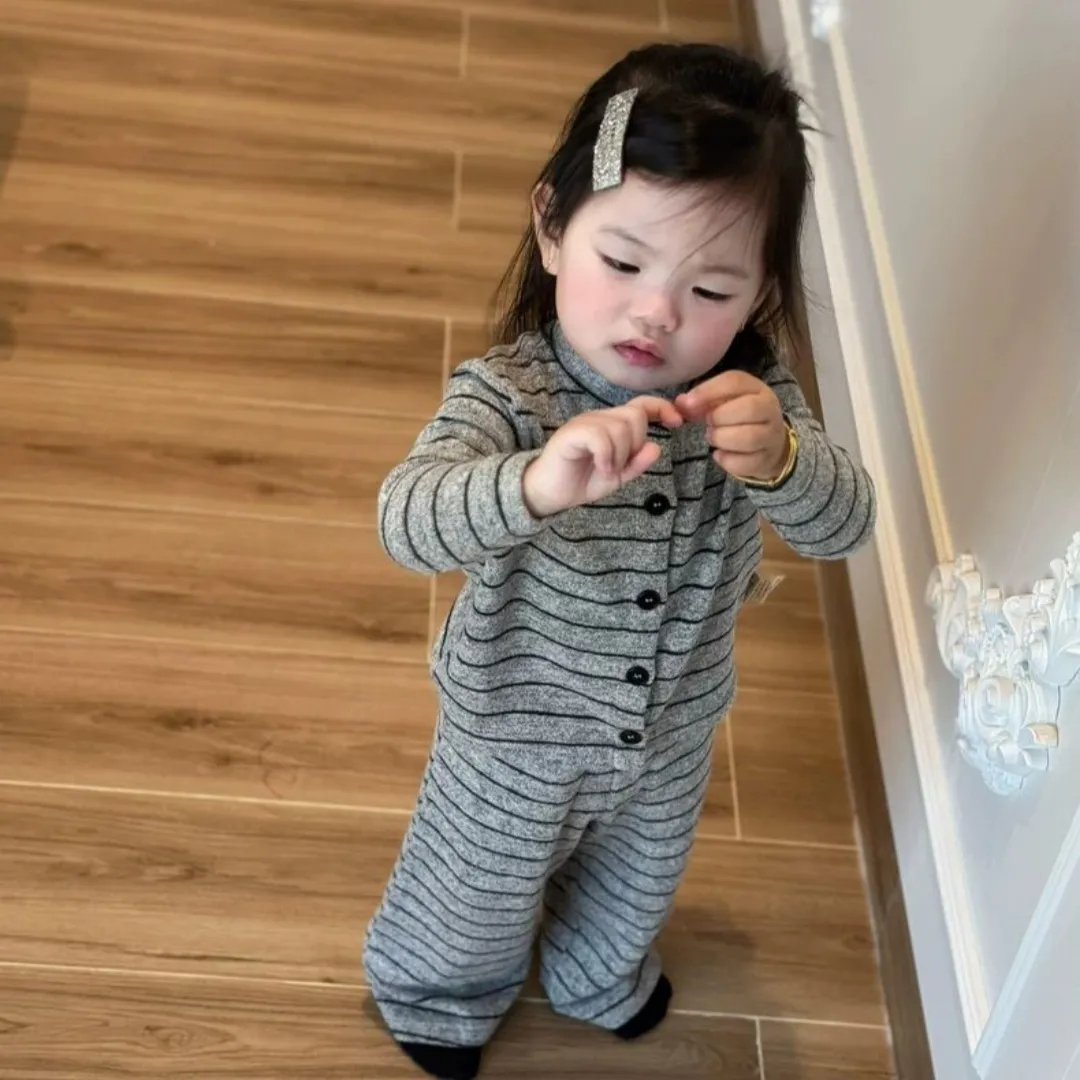 【80-120cm】コンフォート感抜群 シンプル カジュアル 着心地良い ボーダー柄 ルームウェア