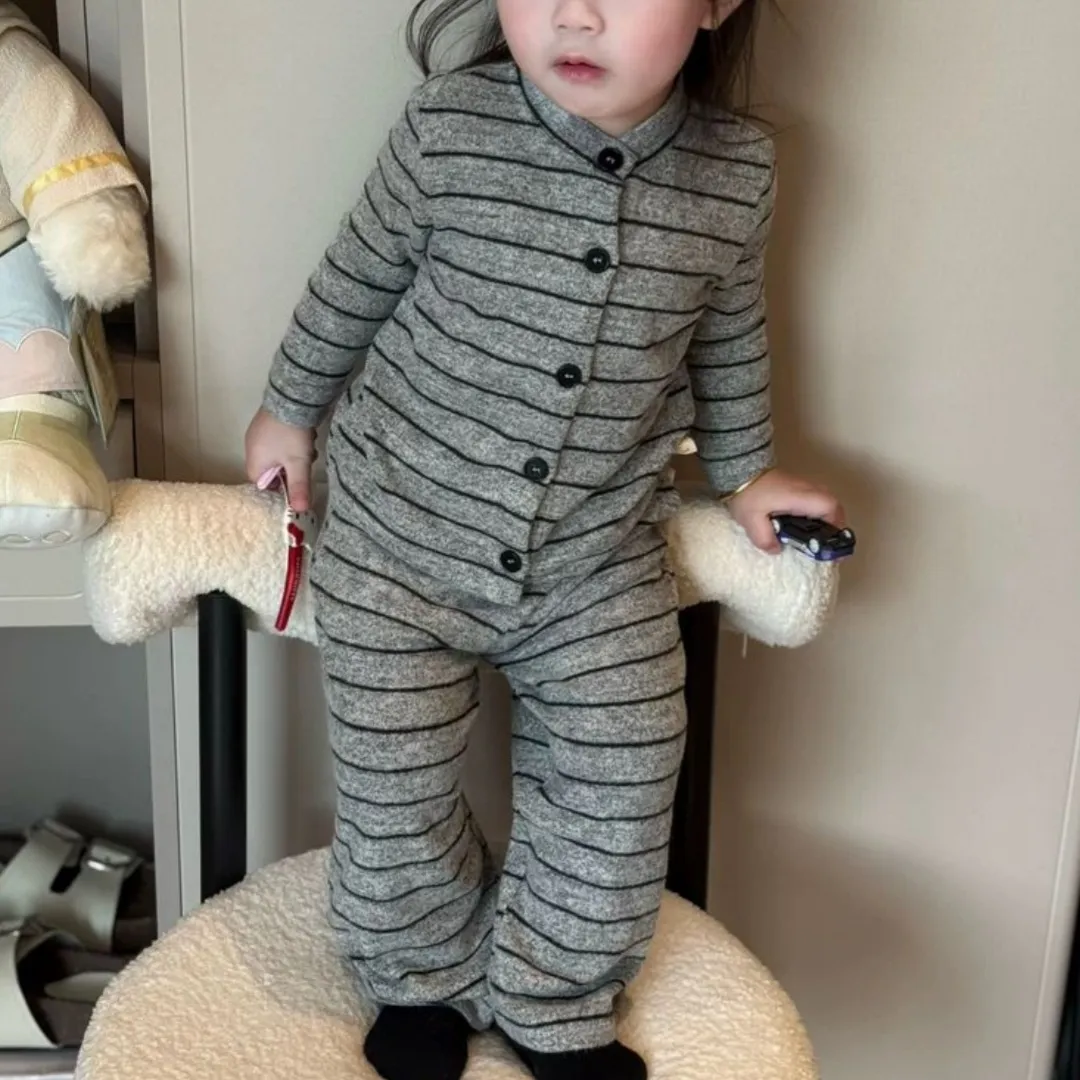 【80-120cm】コンフォート感抜群 シンプル カジュアル 着心地良い ボーダー柄 ルームウェア