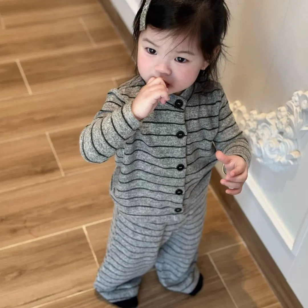 【80-120cm】コンフォート感抜群 シンプル カジュアル 着心地良い ボーダー柄 ルームウェア