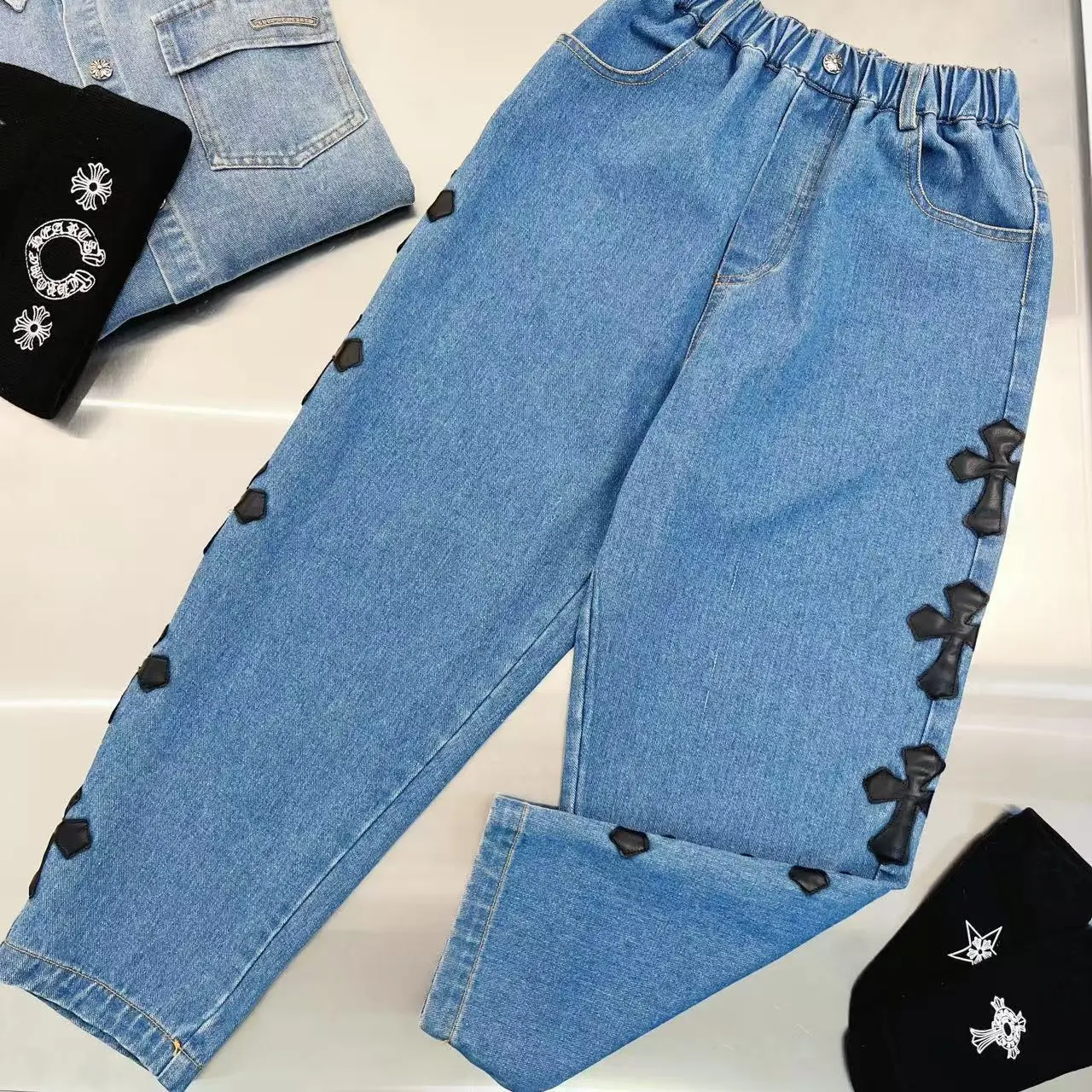 【110-160cm】季節感たっぷり モード感のある 上品ナチュラル 合わせやすい デニム素材 アウター ジーンズ