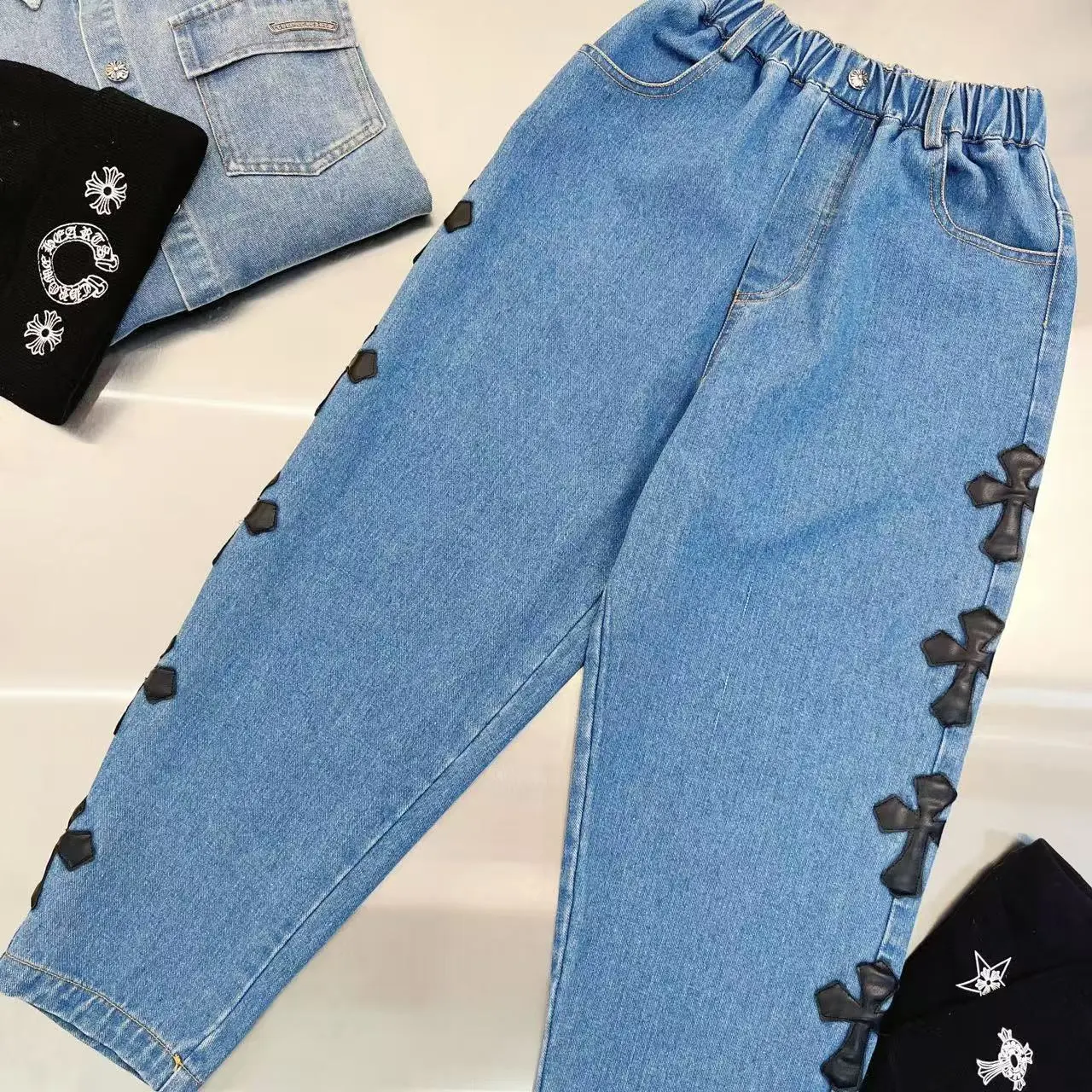 【110-160cm】季節感たっぷり モード感のある 上品ナチュラル 合わせやすい デニム素材 アウター ジーンズ