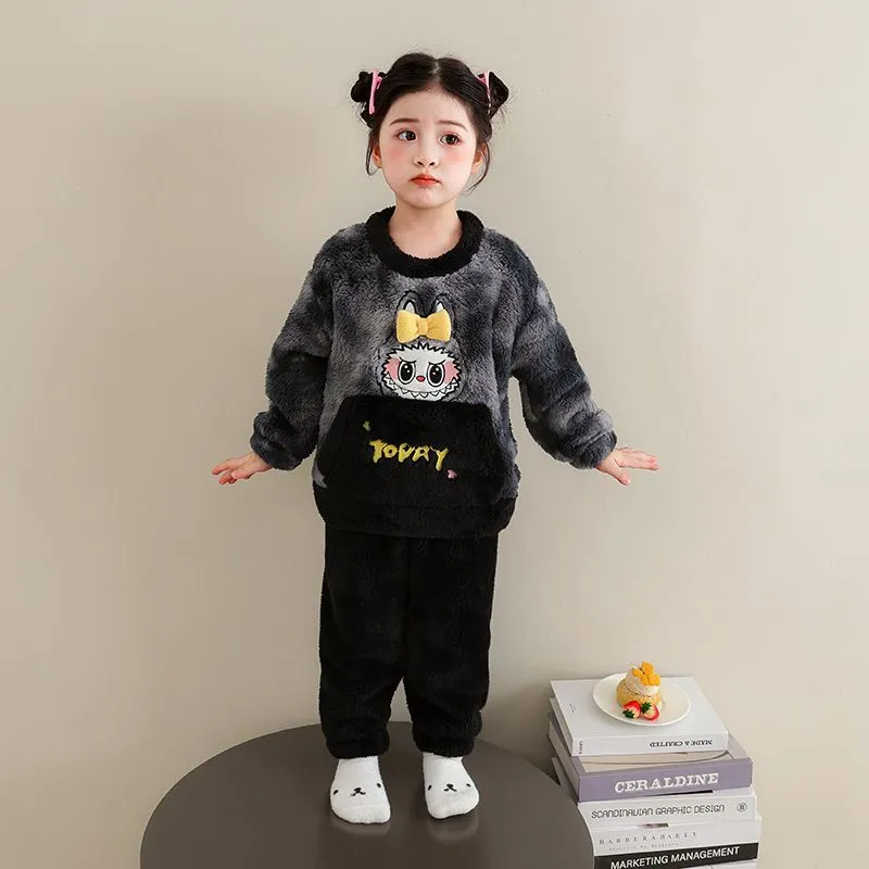 【90-160cm】カートゥーン 可愛い あったか 女の子 ルームウェア パジャマ