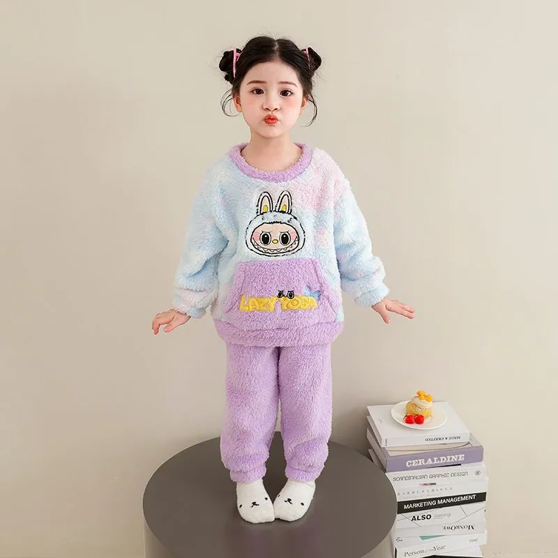 【90-160cm】カートゥーン 可愛い あったか 女の子 ルームウェア パジャマ