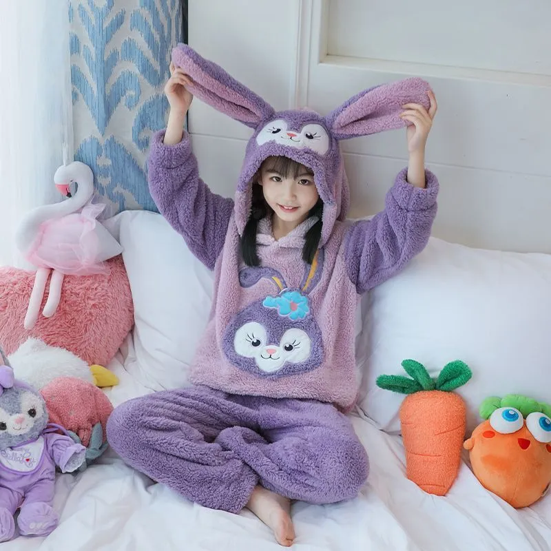 【90-160cm】 パジャマ 子供 ふわふわ もこもこ 部屋着 暖かい 可愛い ルームウェア 上下セット