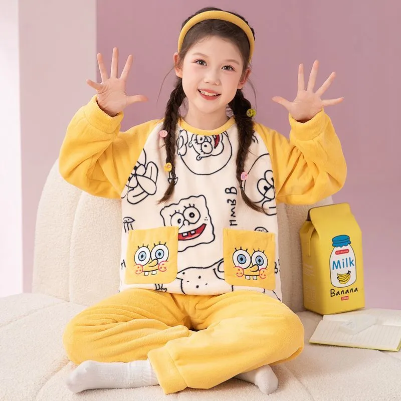 【90-170cm】大注目！カートゥーン 可愛い 女の子 着心地良い ふわふわ ルームウェア