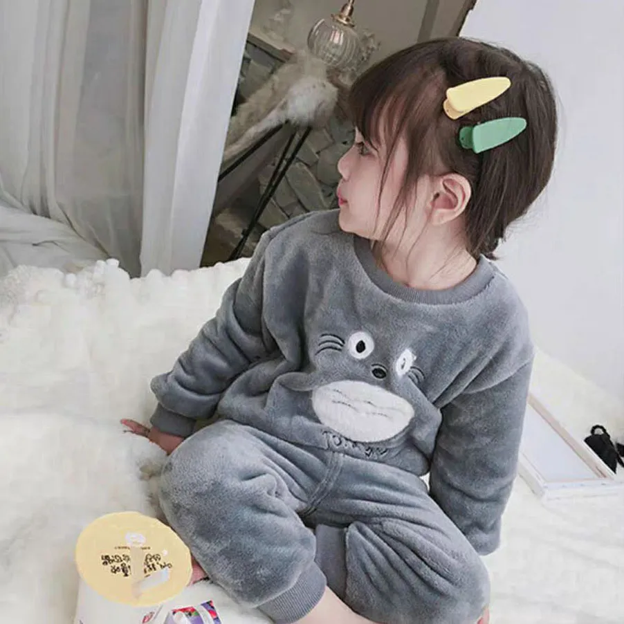 【80-150cm】大好評 可愛い カートゥーン ふわふわ あったか ルームウェア セット