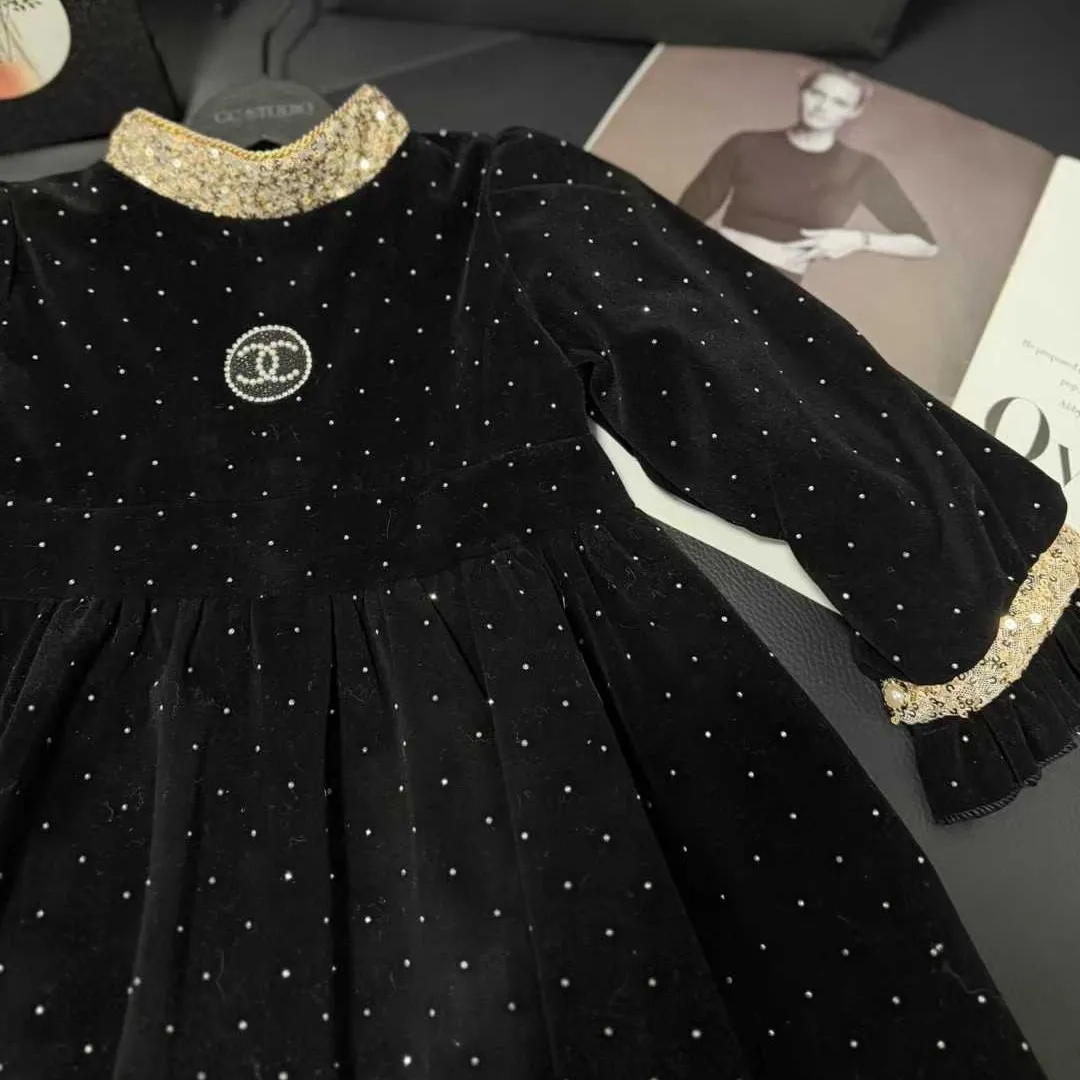 【100-150cm】おしゃれ度UP 上品かわいい きれいめ レース襟 ドット柄 女の子 長袖 ワンピース