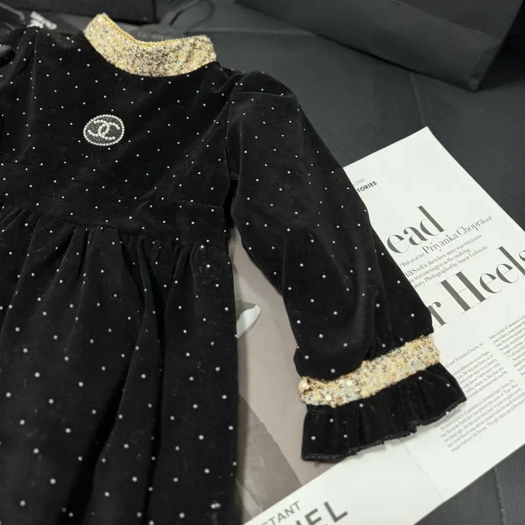 【100-150cm】おしゃれ度UP 上品かわいい きれいめ レース襟 ドット柄 女の子 長袖 ワンピース