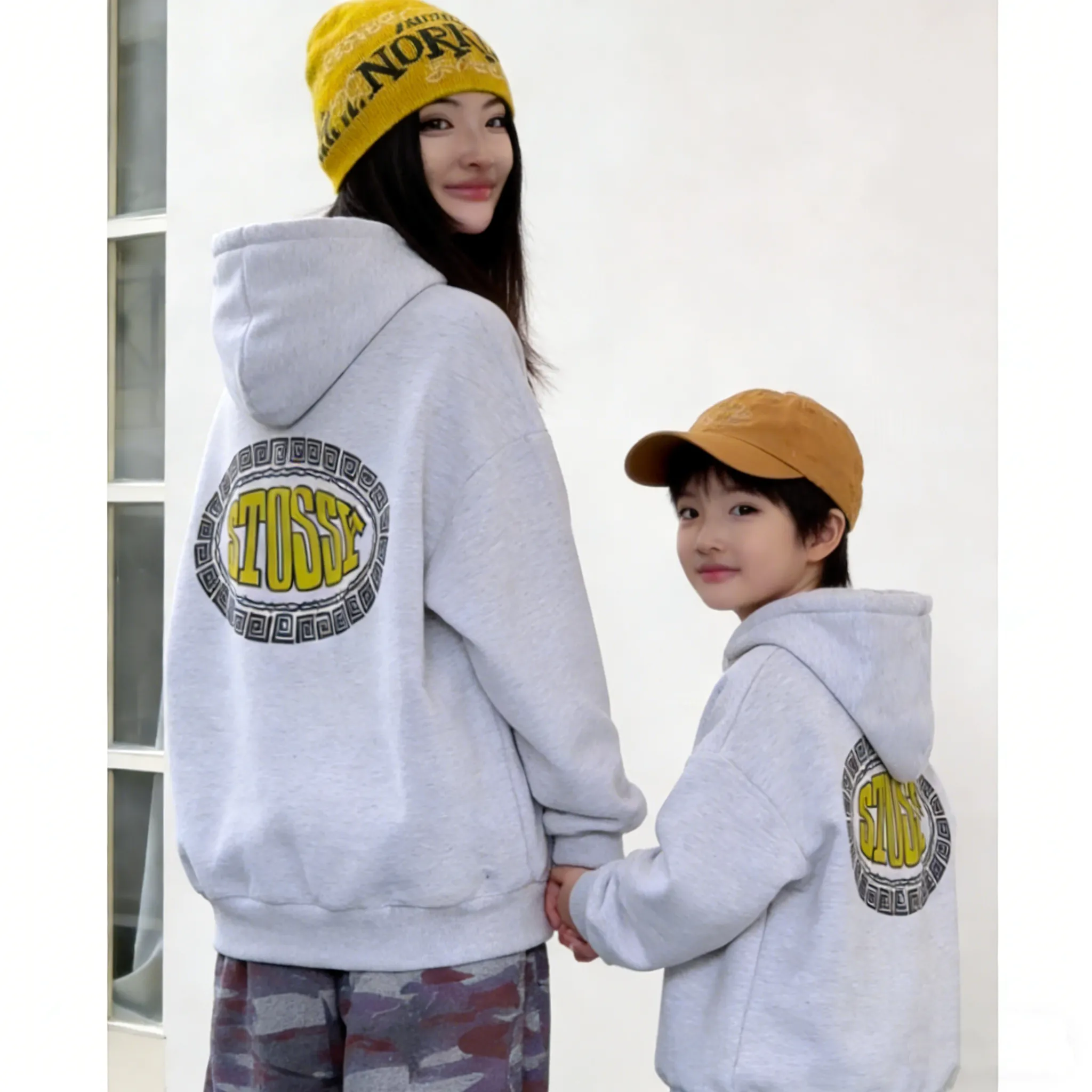 【90-160cm+親サイズ】モード感アップ 今季大注目 カジュアル クール 親子ペア パーカー