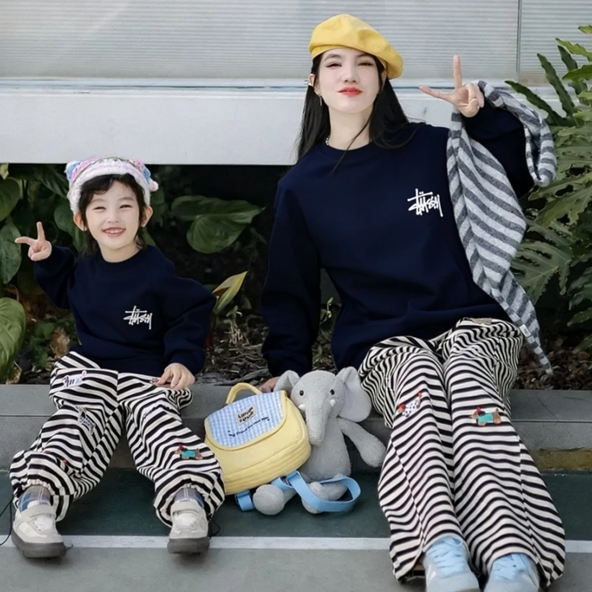 【90-160cm+親サイズ】デイリーにぴったり お気に入り カジュアル 定番 親子ペア トレーナー