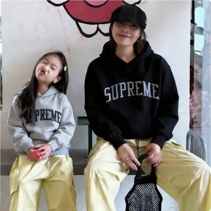 【90-160cm+親サイズ】デイリーにぴったり カジュアル アルファベット 親子ペア パーカー