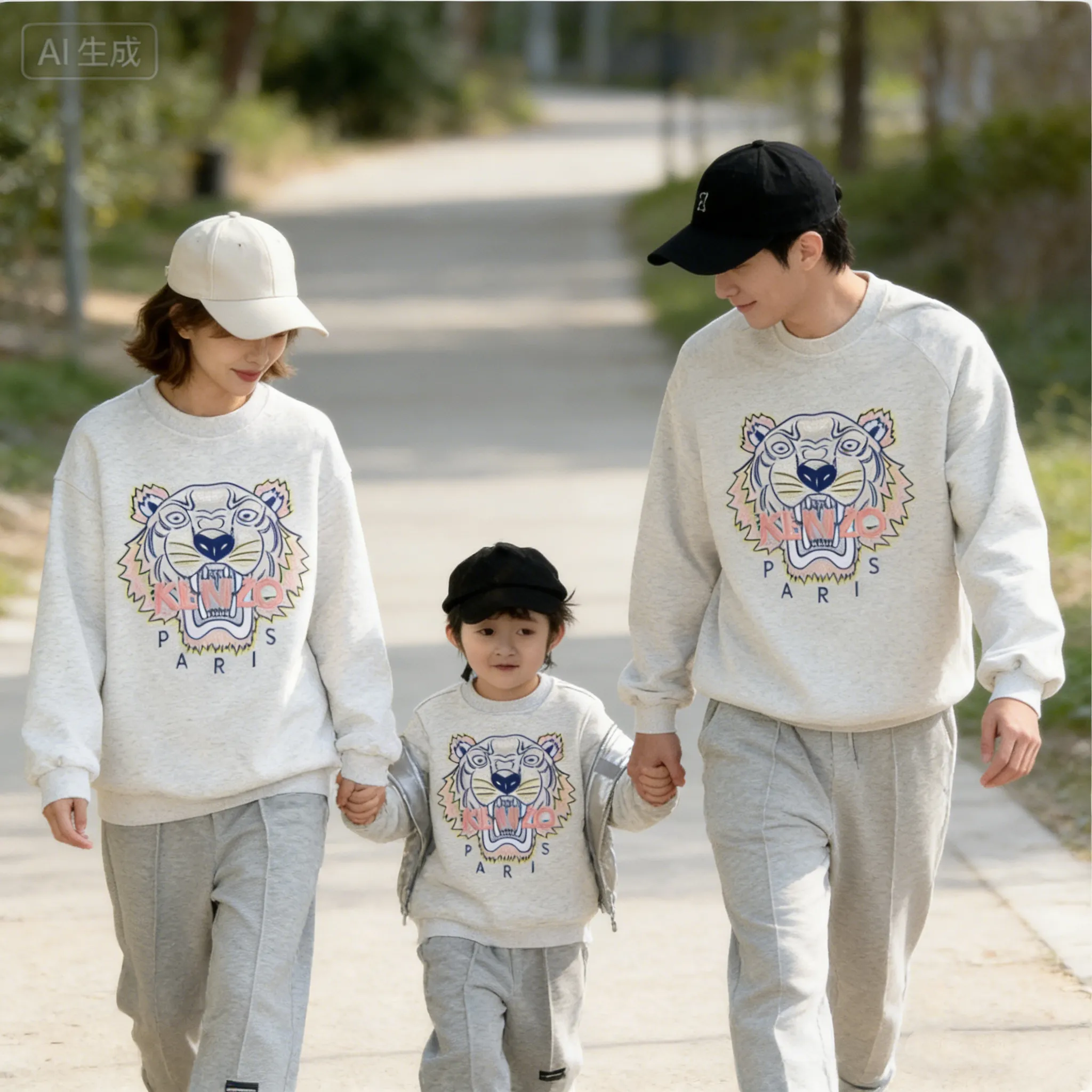 【90-160cm+親サイズ】デイリーにぴったり よく売れる カジュアル 虎柄 親子ペア トレーナー