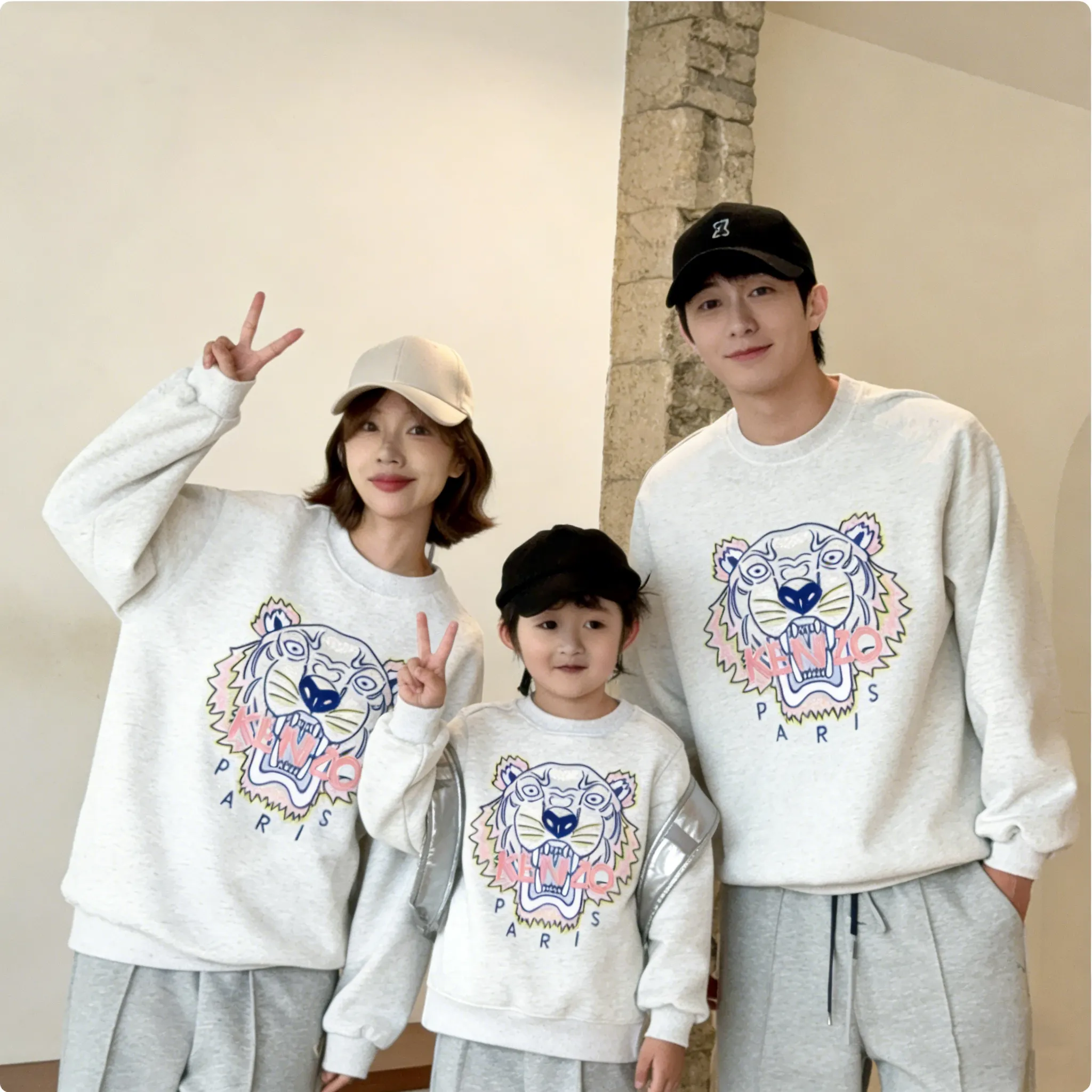 【90-160cm+親サイズ】デイリーにぴったり よく売れる カジュアル 虎柄 親子ペア トレーナー